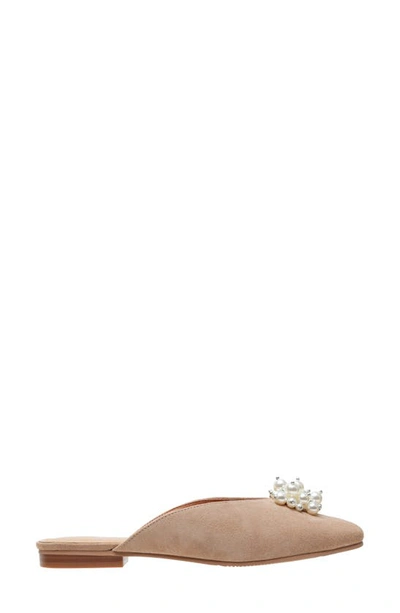 Shop Lisa Vicky Glow Imitation Pearl Mule In Tan Camel