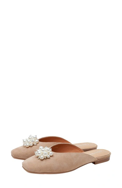 Lisa Vicky Glow Imitation Pearl Mule In Tan Camel