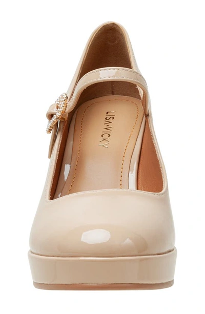 Lisa Vicky Bobble Platform Pump In Beige Patent