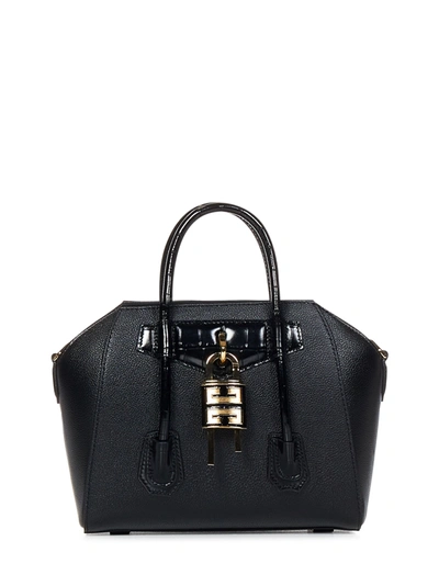 Shop Givenchy Antigona Lock Mini Handbag In Nero
