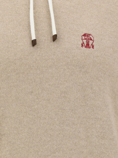 Shop Brunello Cucinelli Hooded Sweater In Camel Chiaro+panama