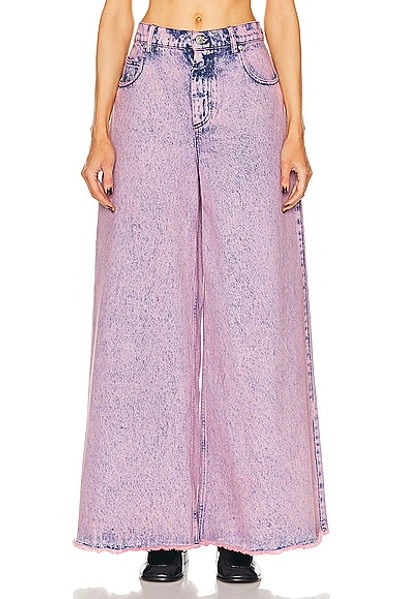 Shop Marni Marble Dyed Flared Trousers In Pink Gummy