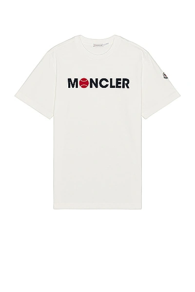 Shop Moncler Short Sleeve Logo T-shirt In Silk White