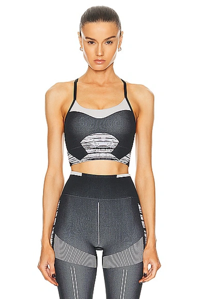 Shop Adidas By Stella Mccartney True Strength Seamless Yoga Medium Support Sports Bra In Black  White  & Chalk Pearl