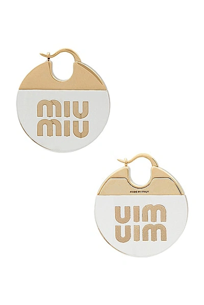 Shop Miu Miu Logo Earrings In Oro & Trasparente