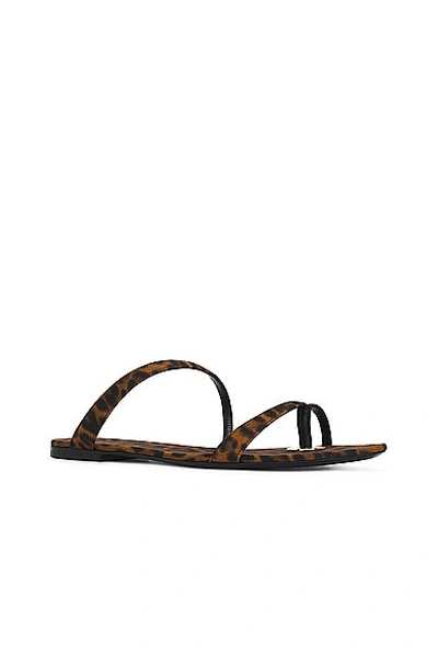 Saint Laurent Women's Tanger Slides In Leopard Grosgrain In Manto Naturale
