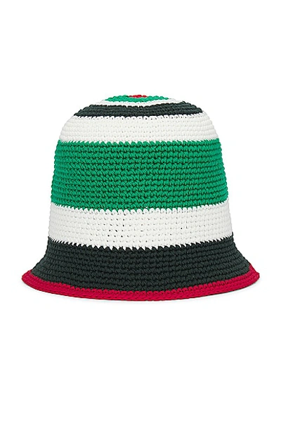 Shop Casablanca Cotton Crochet Hat In Green & White