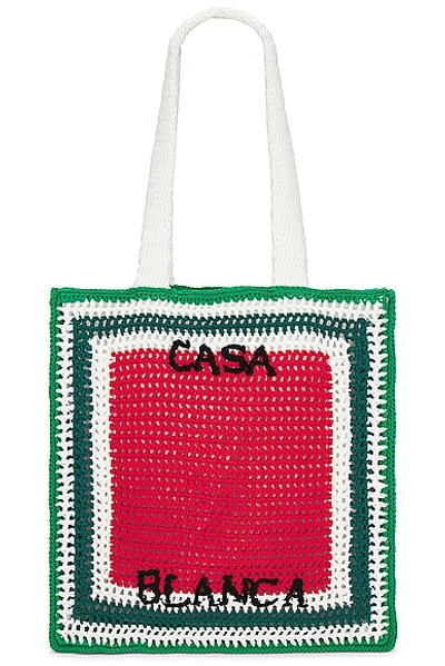 Shop Casablanca Cotton Crochet Bag In Multi