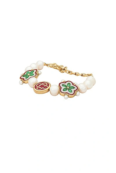 Shop Casablanca Gradient Flower Bracelet In Pearl & Multi