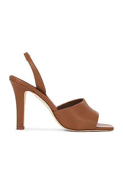 Shop Manolo Blahnik Clotilde 105 Leather Sandal In Medium Brown
