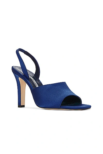 Shop Manolo Blahnik Clotilde 105 Satin Sandal In Bright Blue