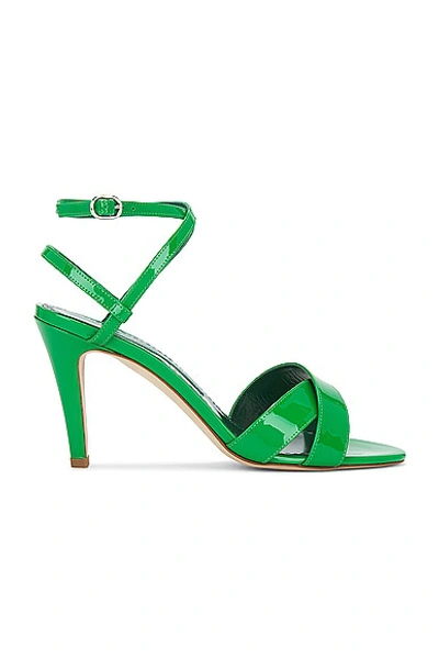 Shop Manolo Blahnik Tormentas 90 Patent Sandal In Bright Green