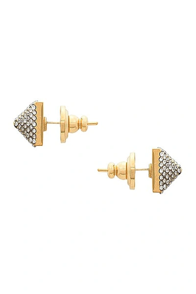 Shop Valentino Rockstud Earrings In Oro & Crystal Silver Shade