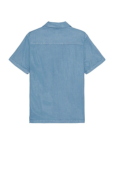 Shop Saturdays Surf Nyc Gibson Pigment Dyed Short Sleeve Shirt In Coronet Blue