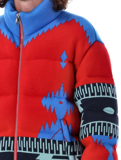 Shop Alanui Icon Jacquard Puffer Jacket In Red Multicolor
