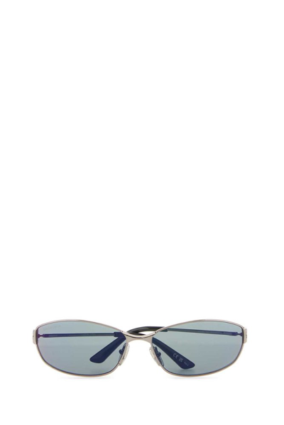 Shop Balenciaga Eyewear Oval Frame Sunglasses In Silver