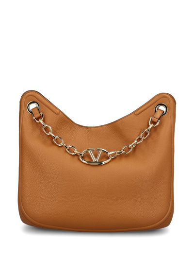 Shop Valentino Vlogo Chained Shoulder Bag In Brown