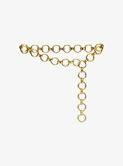 Shop Michael Kors Marisa Gold-tone And Metallic Leather Ring Belt