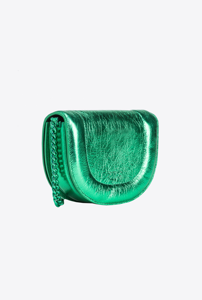 Pinko Mini Click Round Love Crossbody Bag In Absinthe Green-colour Block