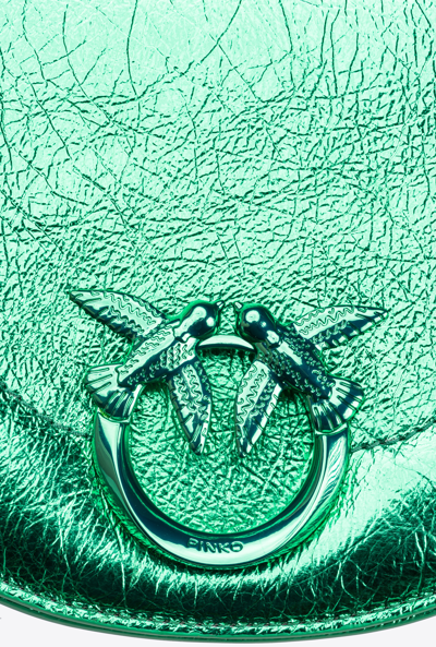 Pinko Mini Click Round Love Crossbody Bag In Absinthe Green-colour Block