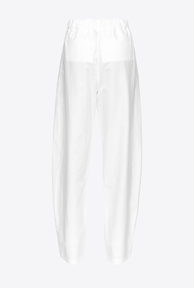 Shop Pinko Pantaloni Barrel Leg In Lino Con Fiocco In Bright White