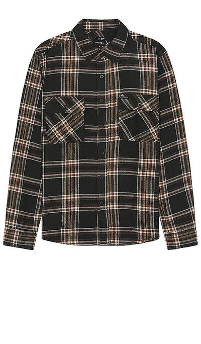 Shop Brixton Bowery Flannel Shirt In Black  Charcoal  & Off White