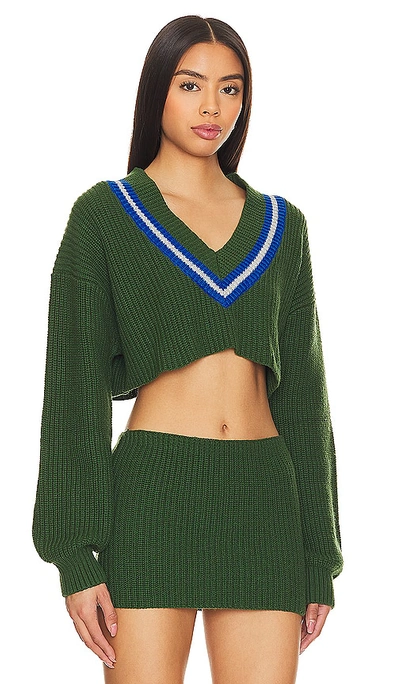 Shop Champion X Danielle Guizio Crop Rib Knit Pullover Sweater In Regeneration Green