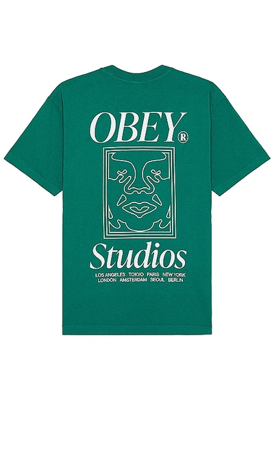 Shop Obey Studios Icon Tee In Adventure Green