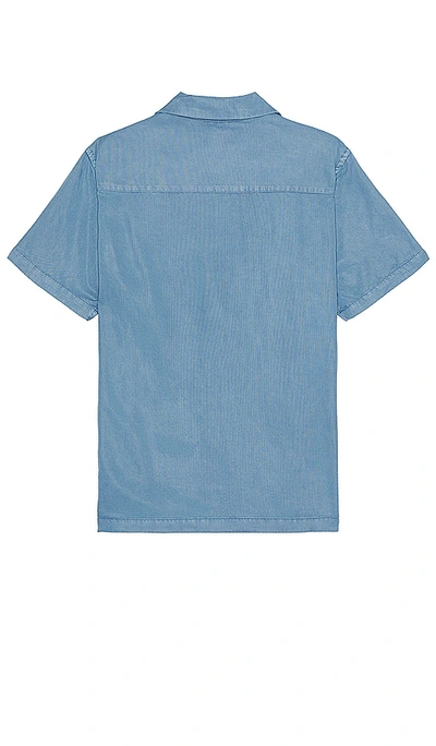 Shop Saturdays Surf Nyc Gibson Pigment Dyed Short Sleeve Shirt In Coronet Blue
