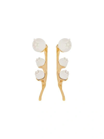 Oscar De La Renta Lily Of The Valley Branch Earrings In Pearl