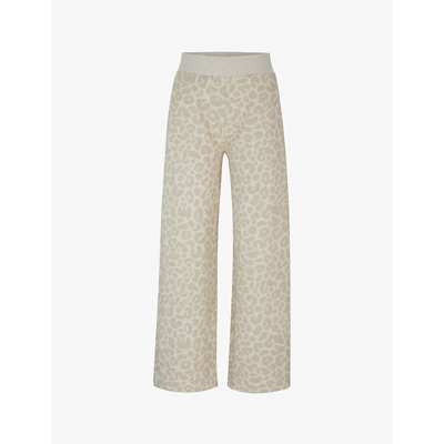 Shop Hugo Boss Boss Women's Open White X Naomi Campbell Leopard-pattern Stretch Cotton-blend Jogging Bottoms