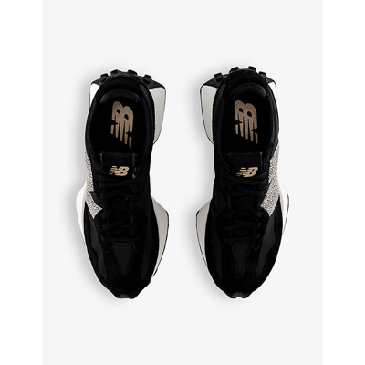New Balance Womens Black  Leopard White 327 Suede And Mesh Low-top Trainers Eur 36.5 / 3.5 Uk In Black  Leopard White