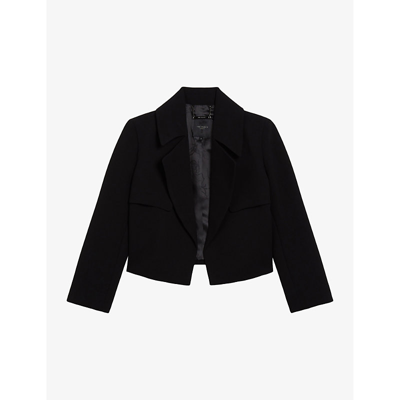 Shop Ted Baker Women's Black Wyno Oversized-collar Cropped Woven Jacket