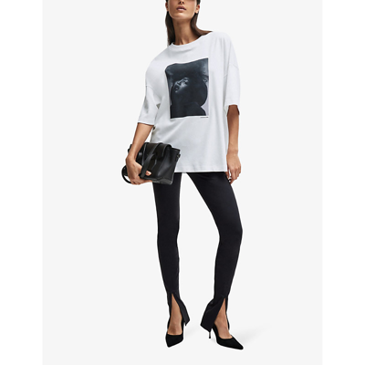 Shop Hugo Boss Boss Women's Natural X Naomi Campbell Graphic-print Relaxed-fit Cotton-jersey T-shirt