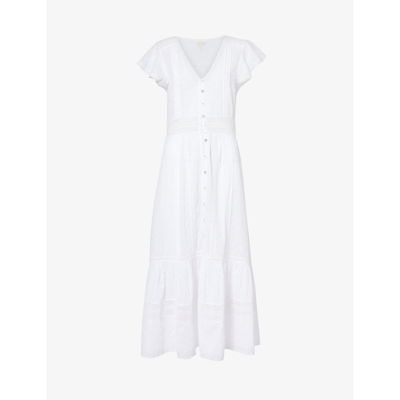 Shop Aspiga Women's White Nyla V-neck Organic-cotton Maxi Dress