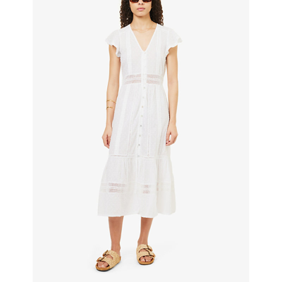 Shop Aspiga Nyla V-neck Organic-cotton Maxi Dress In White