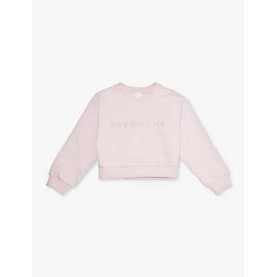 Shop Givenchy Girls Marshmallow Kids Logo-print Cotton-blend Sweatshirt 4-12 Years