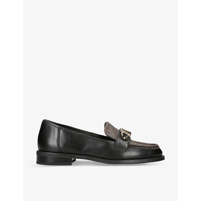 Shop Michael Michael Kors Women's Black Teigan Logo-embellished Leather Loafers