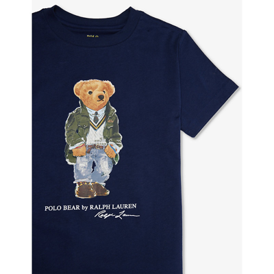 Shop Polo Ralph Lauren Boys Navy Kids Boys' Polo Bear-print Cotton-jersey T-shirt