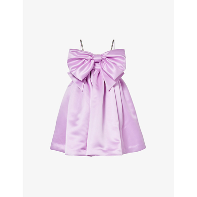 Shop Nina Ricci Women's Lila Bow-embellished Flared Satin Mini Dress
