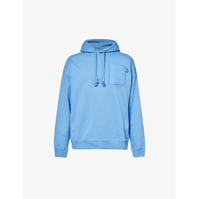Shop Loewe Anagram Logo-patch Cotton-jersey Hoody In Riviera Blue