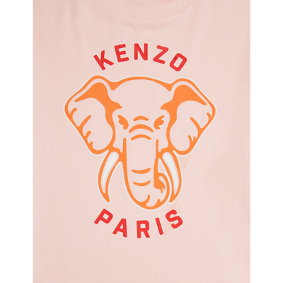Shop Kenzo Girls Veiled Pink Kids Elephant-print Cotton-jersey T-shirt 4-12 Years