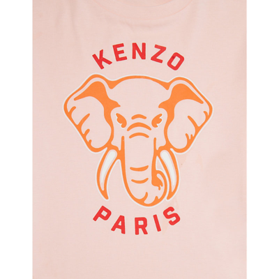 Shop Kenzo Elephant-print Cotton-jersey T-shirt 4-12 Years In Veiled Pink