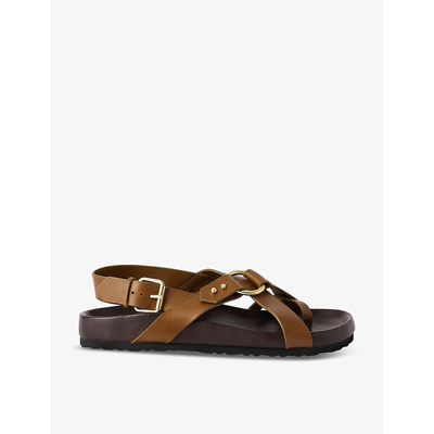 Shop Soeur Mexico Crossover-strap Leather Sandals In Bronze