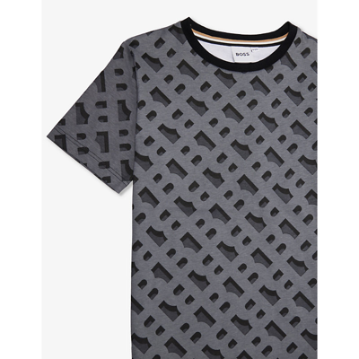 Shop Hugo Boss Logo Text-print Cotton-jersey T-shirt 6-16 Years In Black