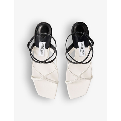 Shop Jimmy Choo Azie 85 Leather Heeled Sandals In Latte/black