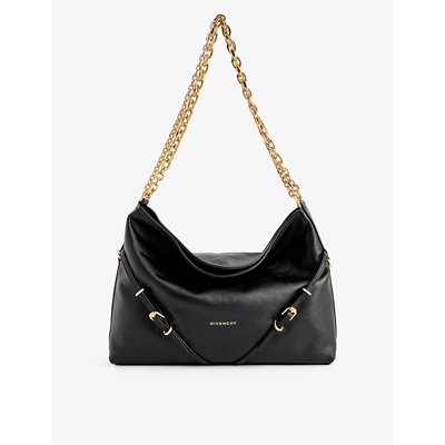 Shop Givenchy Voyou Leather Shoulder Bag In Black