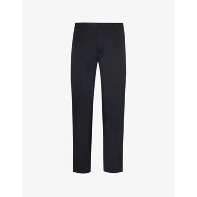Shop Lanvin Men's Black Biker Brand-appliqué Tapered-leg Regular-fit Cotton-blend Trousers