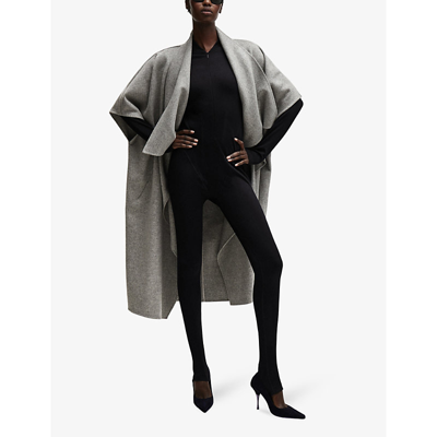 Shop Hugo Boss Boss Women's Silver X Naomi Campbell Waterfall-front Wool Coat