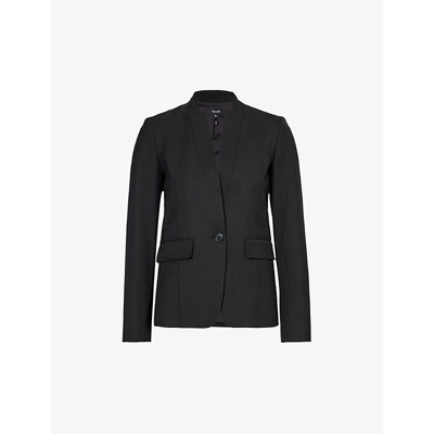 Shop Me And Em Women's Black Collarless Single-breasted Stretch-woven Blazer
